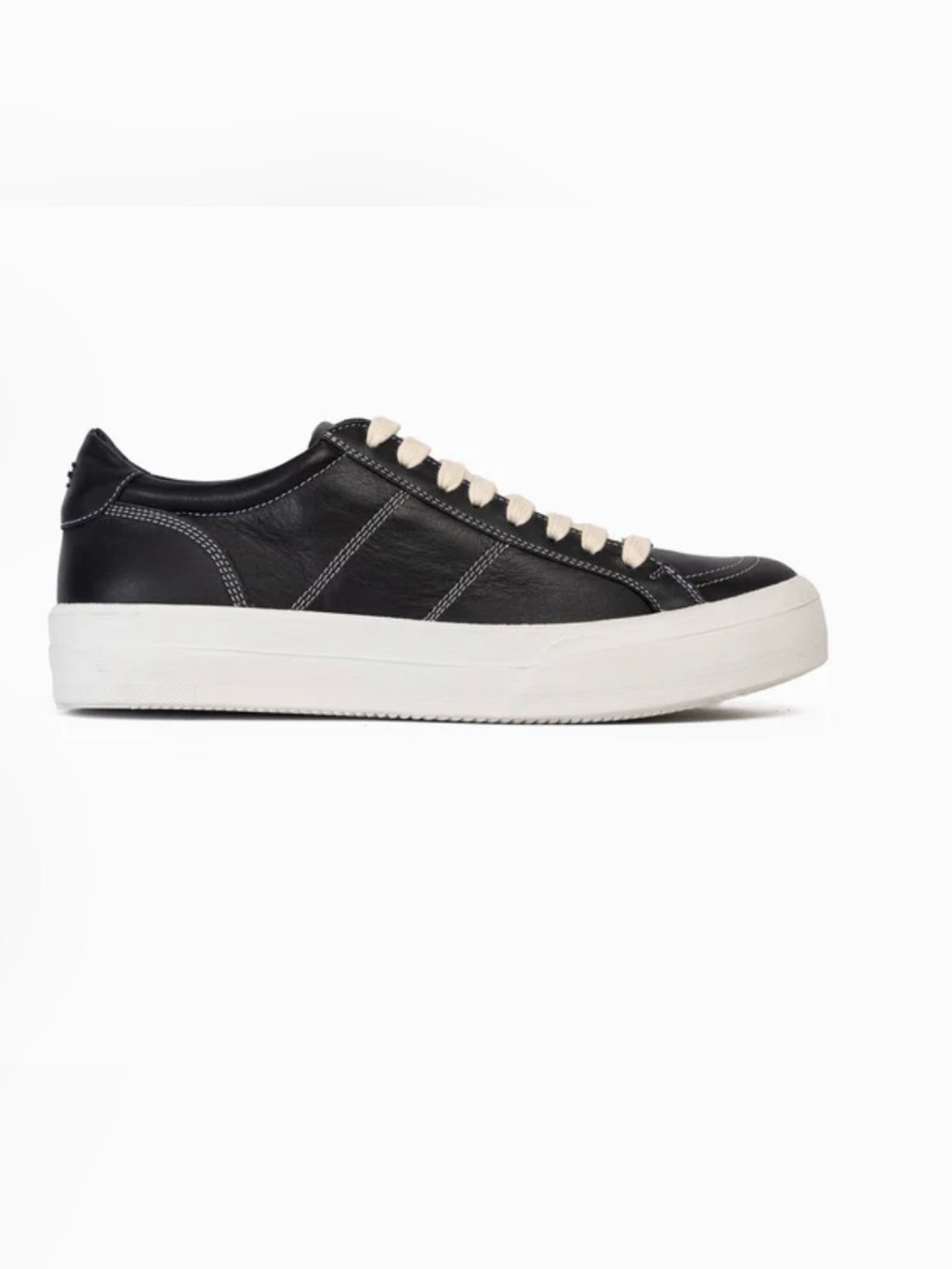 COLLEGIUM Men's Pillar Corso Black Low-Top Leather Sneakers White Sole Laces 45